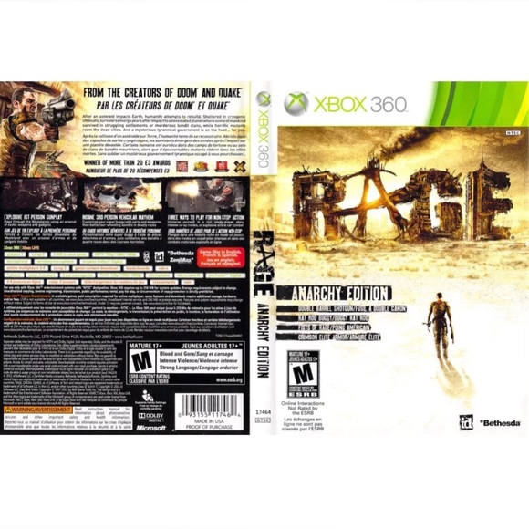 Rage (Microsoft Xbox 360, 2011) 3 DISCS W/ Paper Sleeves ONLY No Manual No Case - Picture 3 of 3